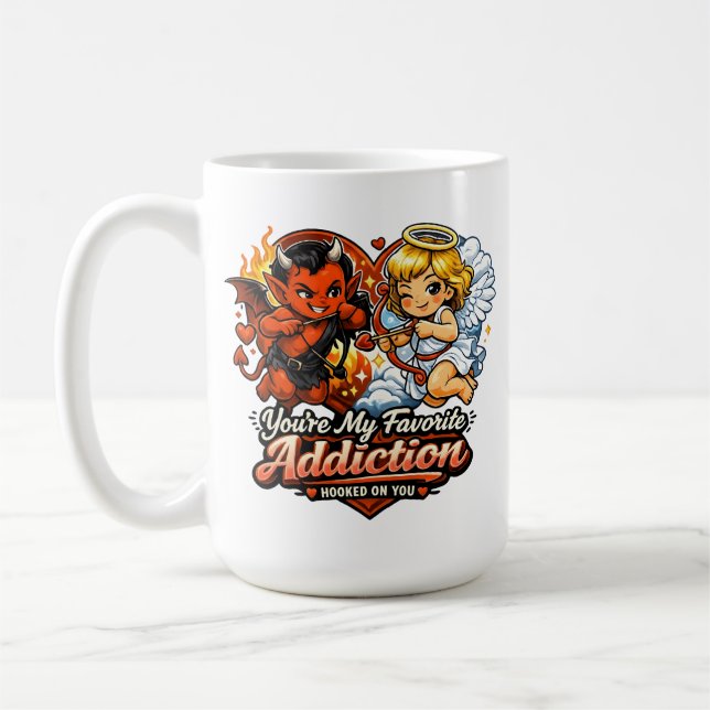Cute Devil & Angel Valentine Day Love Design Coffee Mug (Left)