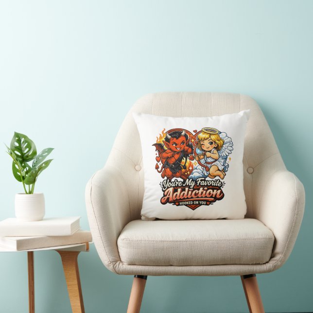 Cute Devil & Angel Valentine Day Love Design Cushion (Chair)