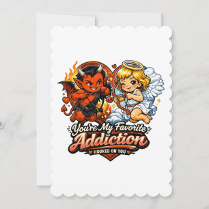 Cute Devil & Angel Valentine Day Love Design Invitation