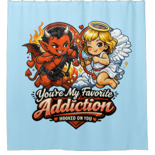 Cute Devil & Angel Valentine Day Love Design Shower Curtain