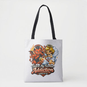 Cute Devil & Angel Valentine Day Love Design Tote Bag