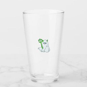 Cute Devil Ghost with Green Trident Glass