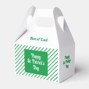 Cute Diagonal Stripes Green and White St Patricks  Favour Box