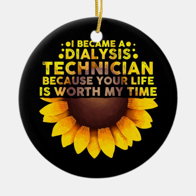 Cute Dialysis Technician For Men Women Ceramic Tree Decoration (Front)