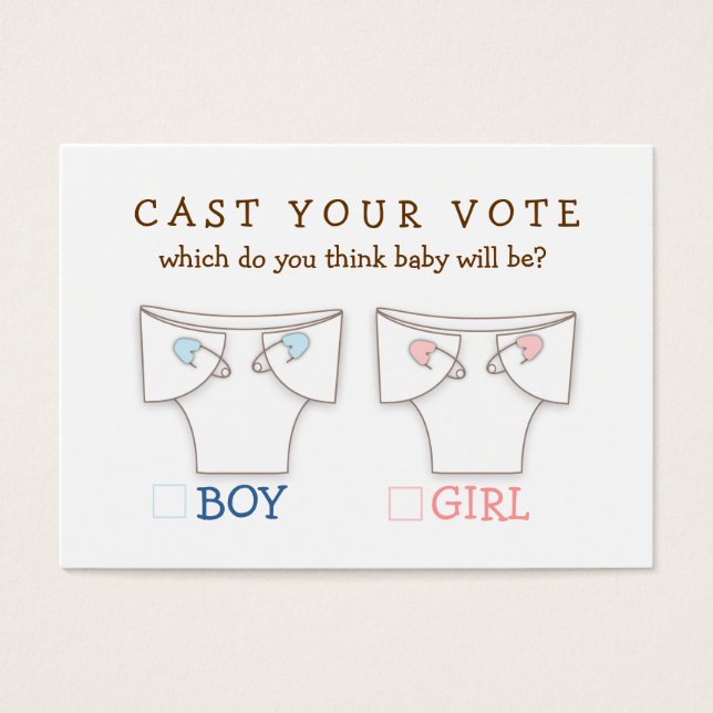 Cute Diaper Gender Reveal Cast Your Vote Ticket (Front)