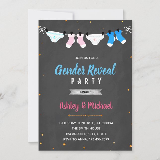 Cute diaper gender reveal shower invitation (Front)