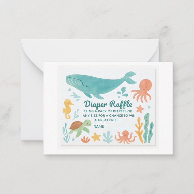  "Cute Diaper Raffle Ticket | Baby Shower Invitati Card (Front)