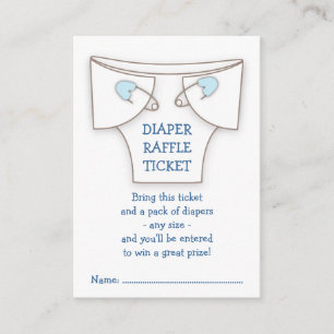 Cute Diaper w Blue Pins Baby Shower Raffle Ticket Enclosure Card