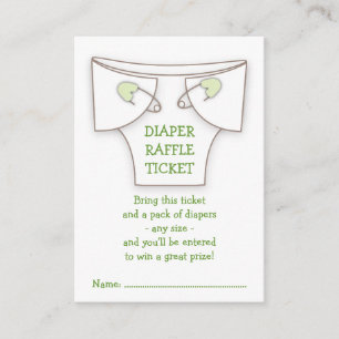 Cute Diaper w Green Pins Baby Shower Raffle Ticket Enclosure Card