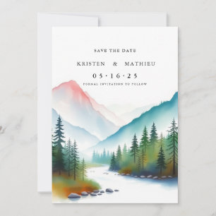 Cute Digital Mountain Save The Date