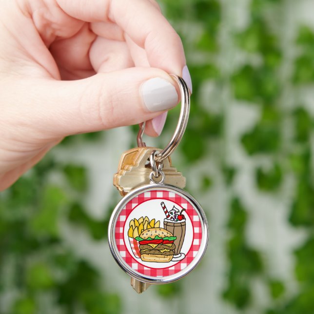 Cute Diner Food  Key Ring (Hand)
