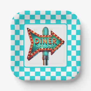 Cute Diner retro party Paper Plate
