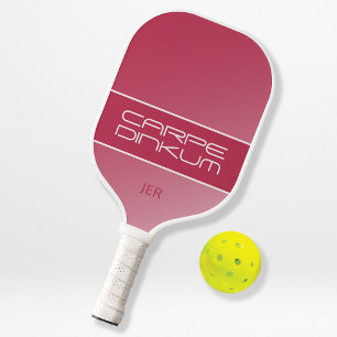 Cute Dink Pun Quote Gradient Initials Magenta Red Pickleball Paddle