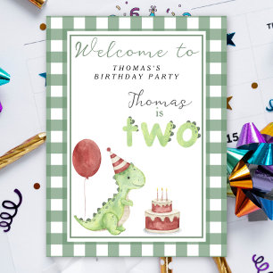 Cute Dino 2nd Birthday Party  Poster