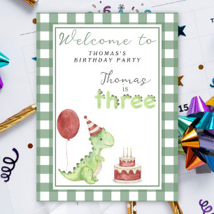 Cute Dino 3rd Birthday Party  Poster