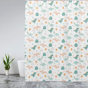Cute Dino Adventure Pattern kids Bathroom Decor Shower Curtain