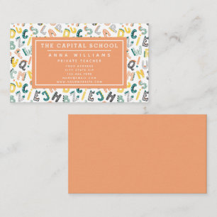 Cute Dino Alphabet - Teacher   Private Tutor Business Card