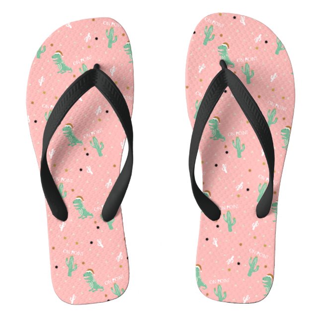 Cute Dino and Cactus On point Flip Flops (Footbed)