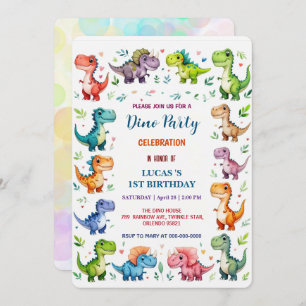 Cute DIno Baby Dinosaurs 1st Birthday party Save T Save The Date