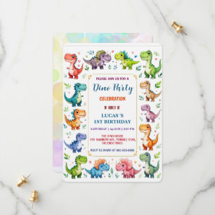 Cute DIno Baby Dinosaurs 1st Birthday party Save T The Date
