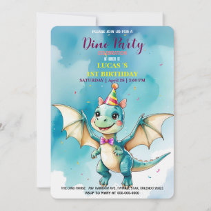 Cute DIno Baby Dinosaurs 1st Birthday party Save The Date