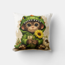 Cute Dino Baby Flower Pillow Kawaii Animal