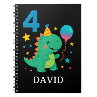 Cute Dino Birthday Celebration - Age 4 Design Notebook