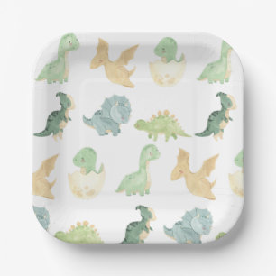Cute Dino  Birthday Paper Plate