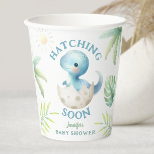 Cute Dino Boy Dinosaur Baby Shower Paper Cups
