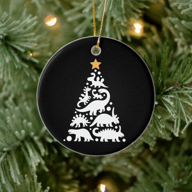 Cute Dino Christmas Tree Funny Dinosaur Holiday Ceramic Tree Decoration (Tree)