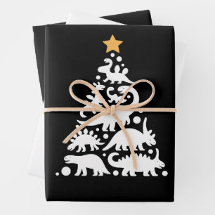 Cute Dino Christmas Tree Funny Dinosaur Holiday Wrapping Paper Sheet