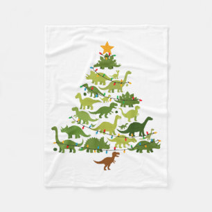 Cute Dino Christmas Tree Merry Dinomas Xmas Lights Fleece Blanket