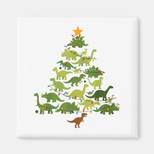 Cute Dino Christmas Tree Merry Dinomas Xmas Lights Magnet