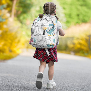 Cute Dino Delight: Dinosaur for Girls Kid Children Printed Backpack