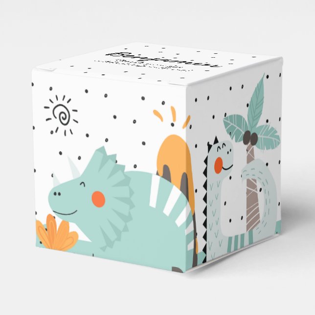 Cute Dino Dinosaurs Birthday Party Favour Box (Front Side)