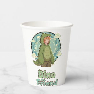 Cute Dino Friend Anime Boy - Green Dinosaur Paper Cups