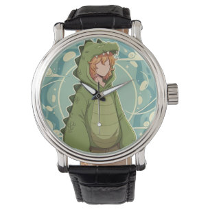 Cute Dino Friend Anime Boy - Green Dinosaur Watch