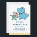 Cute Dino Friend Dinosaur Girls Birthday Invitation<br><div class="desc">Cute design for kids,  boys or girls who love dinosaur,  dino cartoon,  T-rex and other dinosaur species. Perfect for Jurassic theme birthday party. You can customise the wording to fit other occasions.</div>