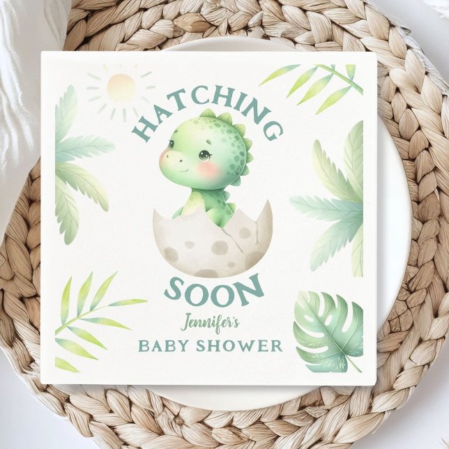 Cute Dino Gender Neutral Dinosaur Baby Shower  Napkin (Creator Uploaded)