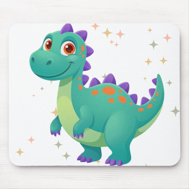 Cute Dino In Space Mouse Mat (Front)