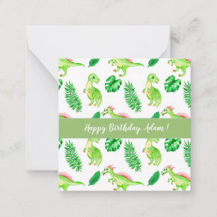 Cute dino in the tropical garden baby blanket part card