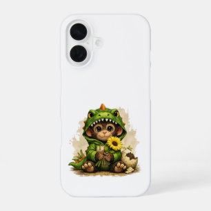 Cute Dino Monkey iPhone 16 Case – Kawaii Animal