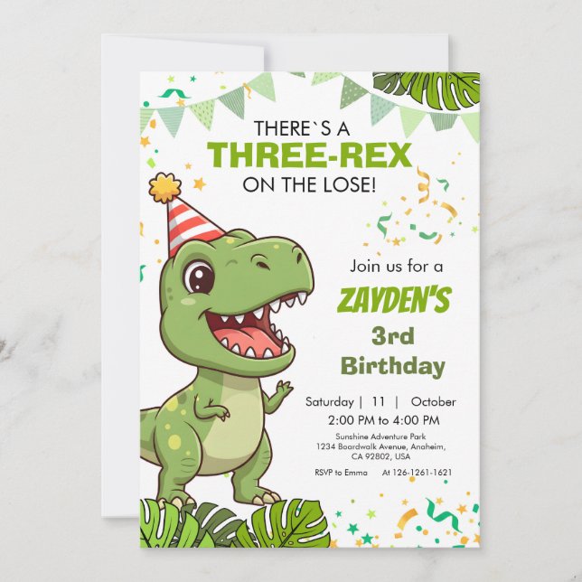 Cute Dino Party Invitation (Front)