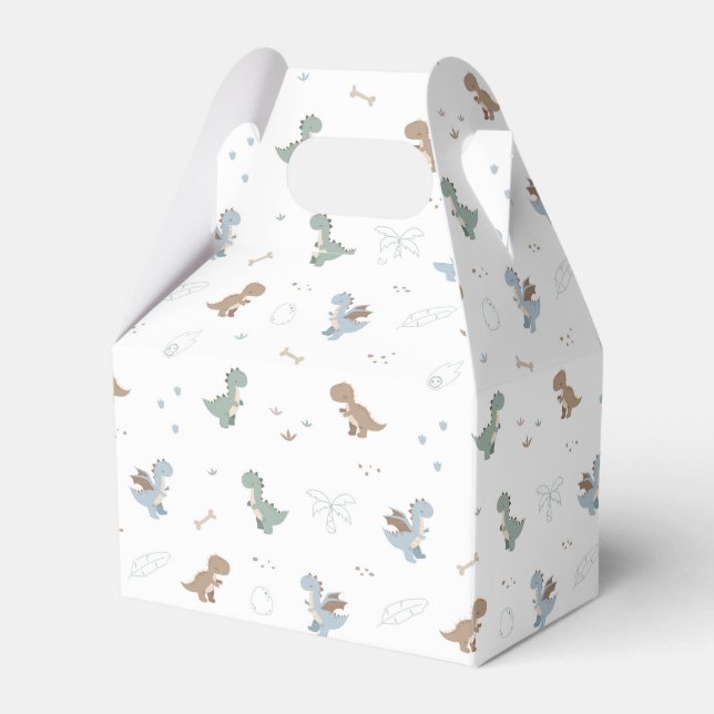 Cute Dino Patern White Favour Boxes (Front Side)
