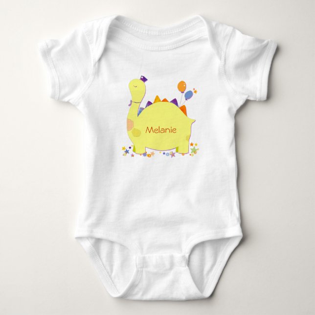Cute Dino Personalised Name Baby Creeper (Front)