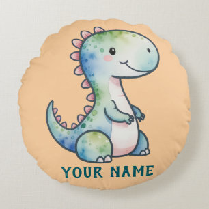 Cute Dino Personalised Round Cushion