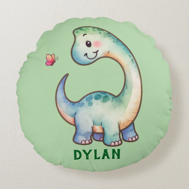 Cute Dino Personalised Round Cushion (Front)