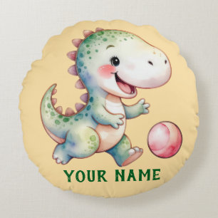 Cute Dino Personalized Round Cushion