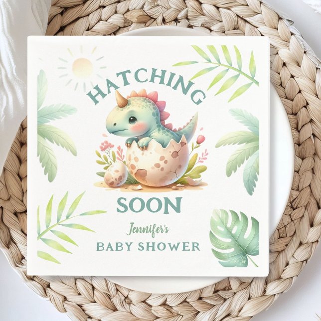 Cute Dino Pink Girl Dinosaur Baby Shower  Napkin (Creator Uploaded)