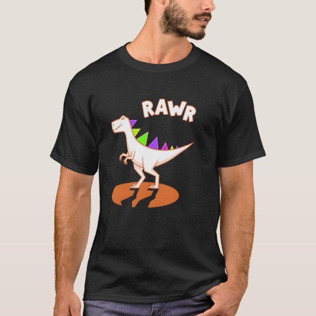 Cute Dino Rawr Dinosaur Roaring Funny Kid Dino Car T-Shirt (Front)